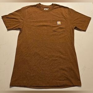 Carhartt K87 Workwear Short Sleeve T-Shirt Men's Size M Loose Fit Pocket Brown